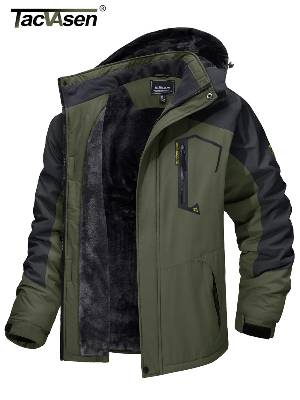 Men's Fleece-Lined Mountain Jacket – Removable Hood Hiking Coat
