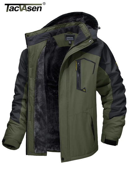 Men's Fleece-Lined Mountain Jacket – Removable Hood Hiking Coat