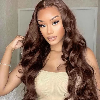 Hd 200 30 36 Inches Chocolate Brown Body Wave 13x6 Lace Front Human Hair Wigs 13x4 Frontal Wig