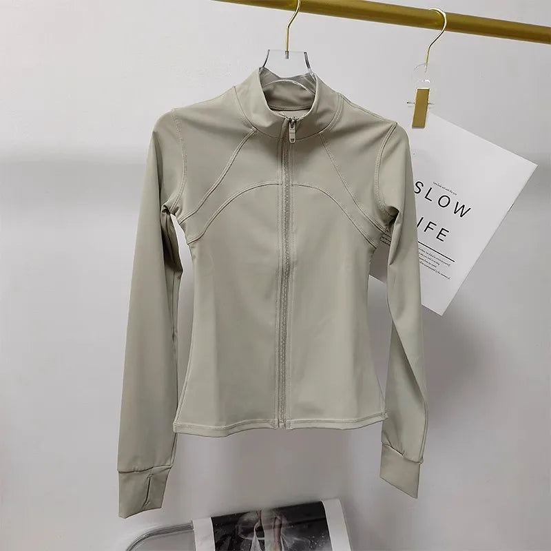 Women's Quick-Dry Sports Jacket – Long Sleeve Zip-Up Gym Coat