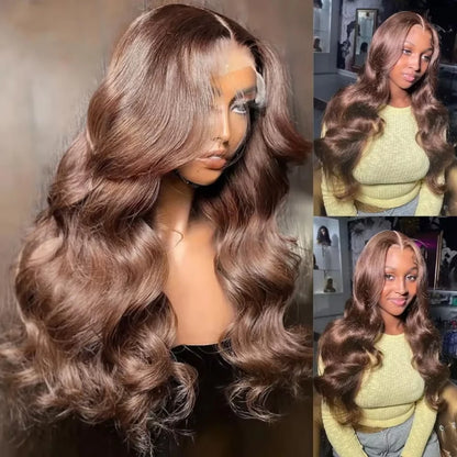 Hd 200 30 36 Inches Chocolate Brown Body Wave 13x6 Lace Front Human Hair Wigs 13x4 Frontal Wig