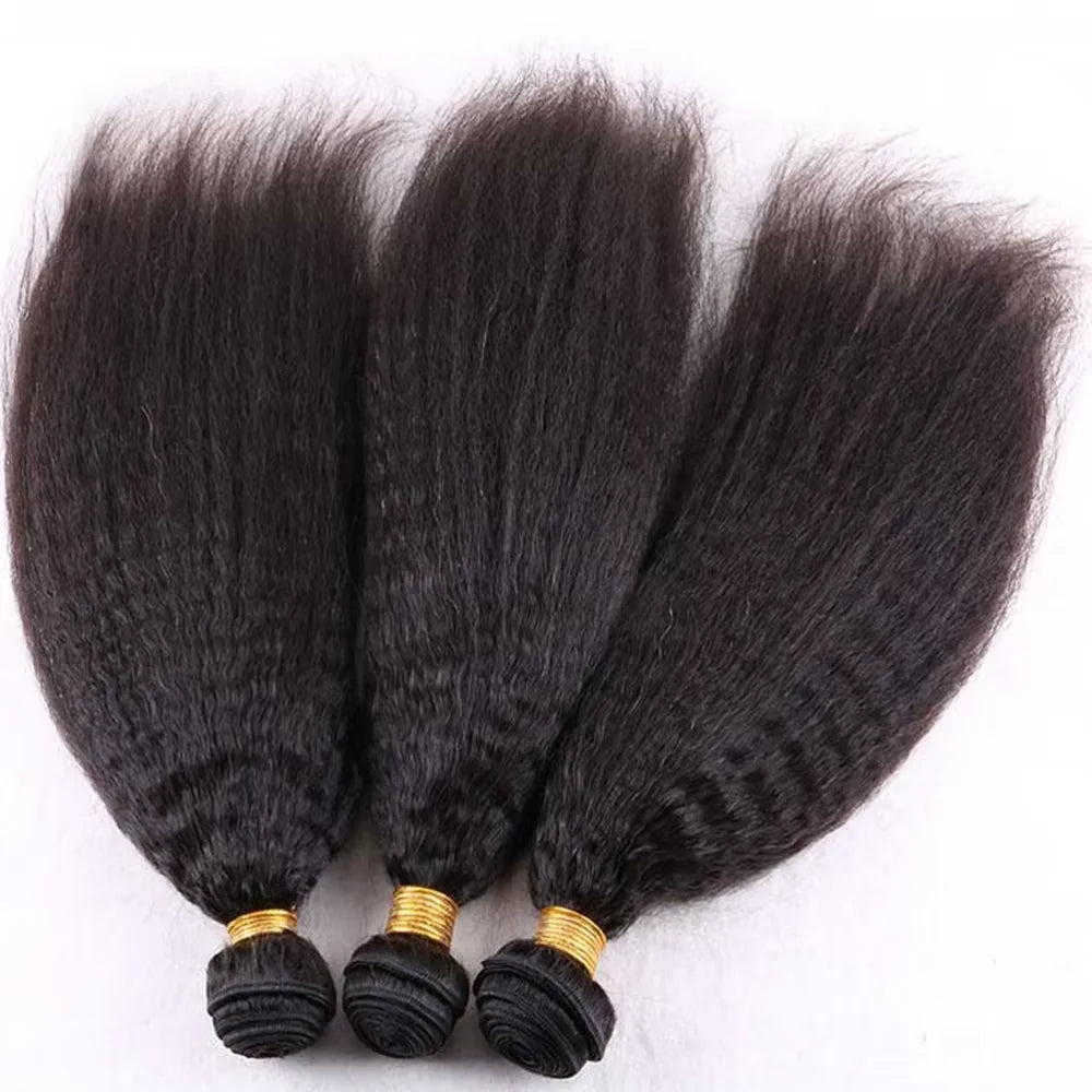Kinky Straight Peruvian Raw Virgin Human Hair Bundles Weave Sew Bundle Remy Extension 3 4 Coarse