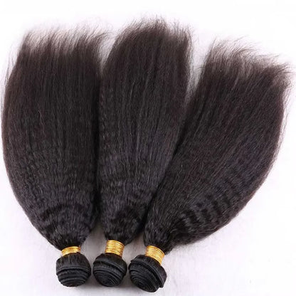 Kinky Straight Peruvian Raw Virgin Human Hair Bundles Weave Sew Bundle Remy Extension 3 4 Coarse