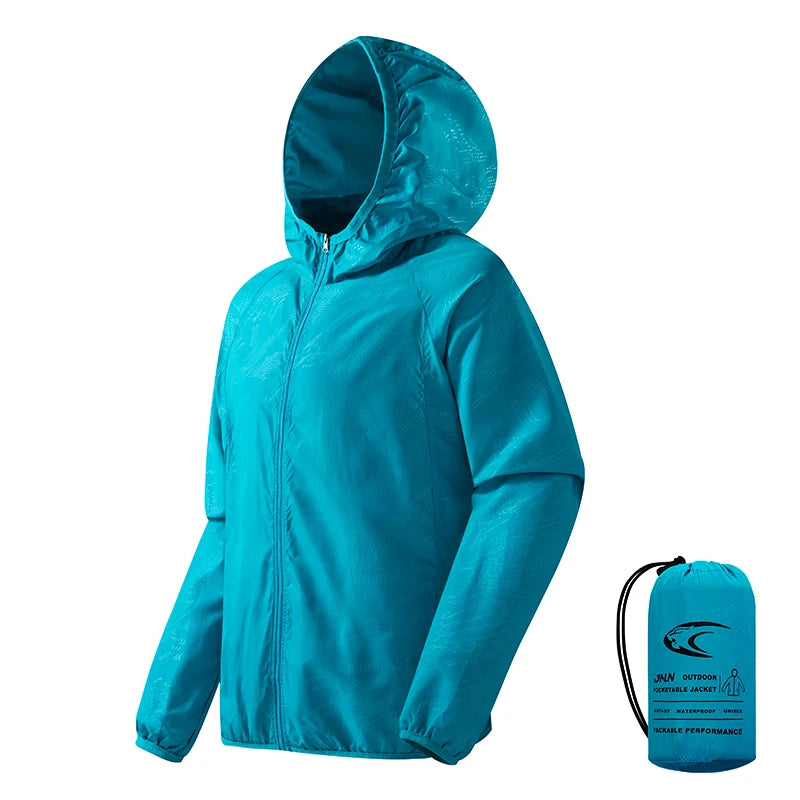 Waterproof Hiking Jacket – Unisex Packable Windbreaker with UV Protection