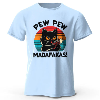 Cute Cat Doodle Graphic Cotton T Shirt Unisex Casual Short Sleeve Tee