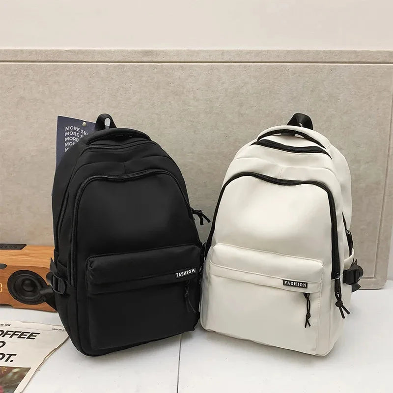 Large Capacity Student Backpack – Solid Color Travel School Bag