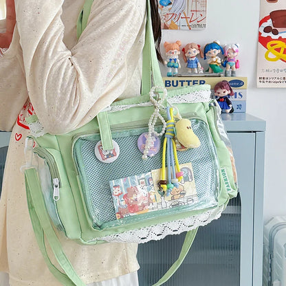 Kawaii JK Messenger Bag – Anime Bow Crossbody Shoulder Bag for Girls