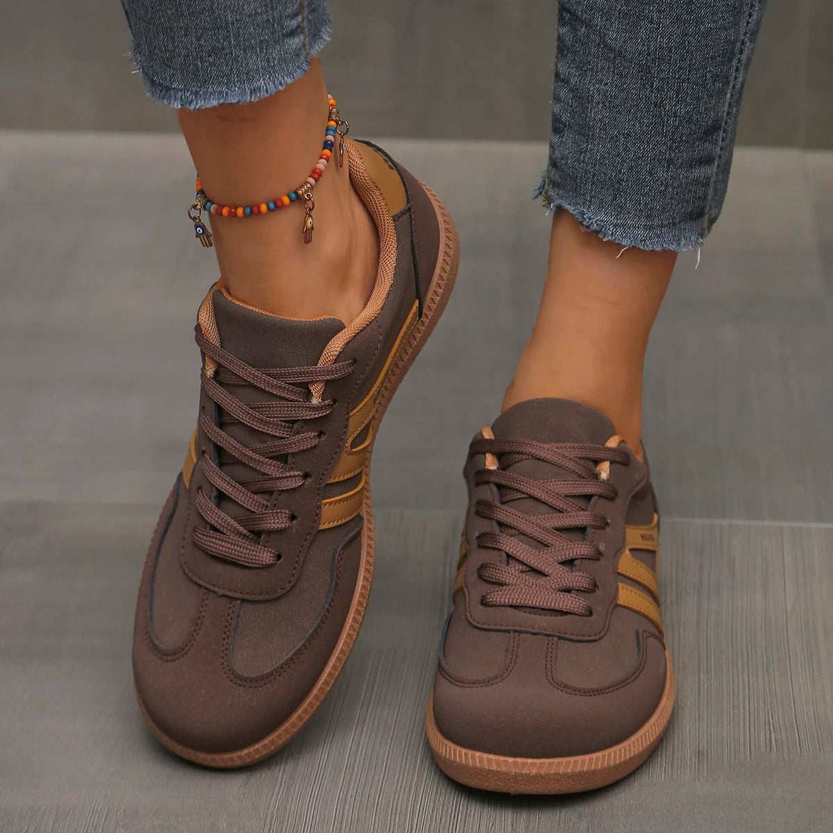 Women's Flat Sneakers – Lightweight Casual Lace-Up Loafers