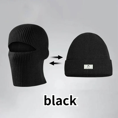 2-in-1 Knitted Balaclava Beanie Hat – Windproof Full Face Ski Mask