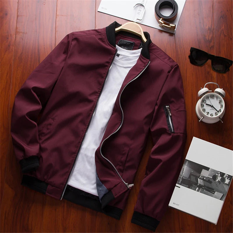Men's Slim Fit Bomber Jacket – Lightweight Windbreaker Coat