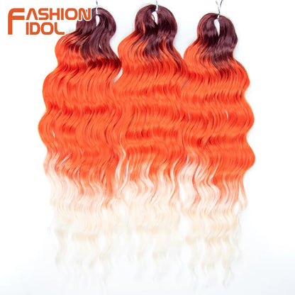 Anna 24 Inch Synthetic Hair Water Wave Braiding Extensions Ombre Blonde Deep Afro Curl Twist Crochet