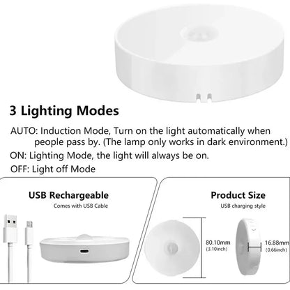 2 6 Pack Motion Sensor Led Night Light Usb Rechargeable 3 Color Lamp Cabinet Wardrobe Staircase