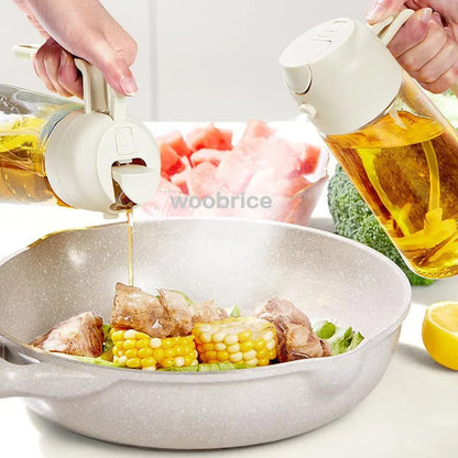2-in-1 Oil Spray & Pour Bottle with Auto Lid – 500ml