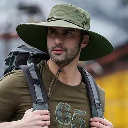 Men's UV Protection Wide Brim Sun Hat – Outdoor Fishing & Hiking Cap