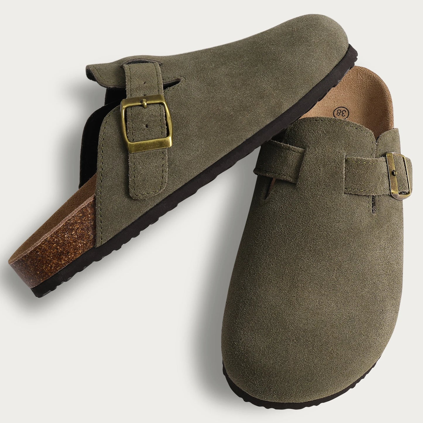 Suede Mule Clogs – Women's Arch Support Cork Outdoor Slippers