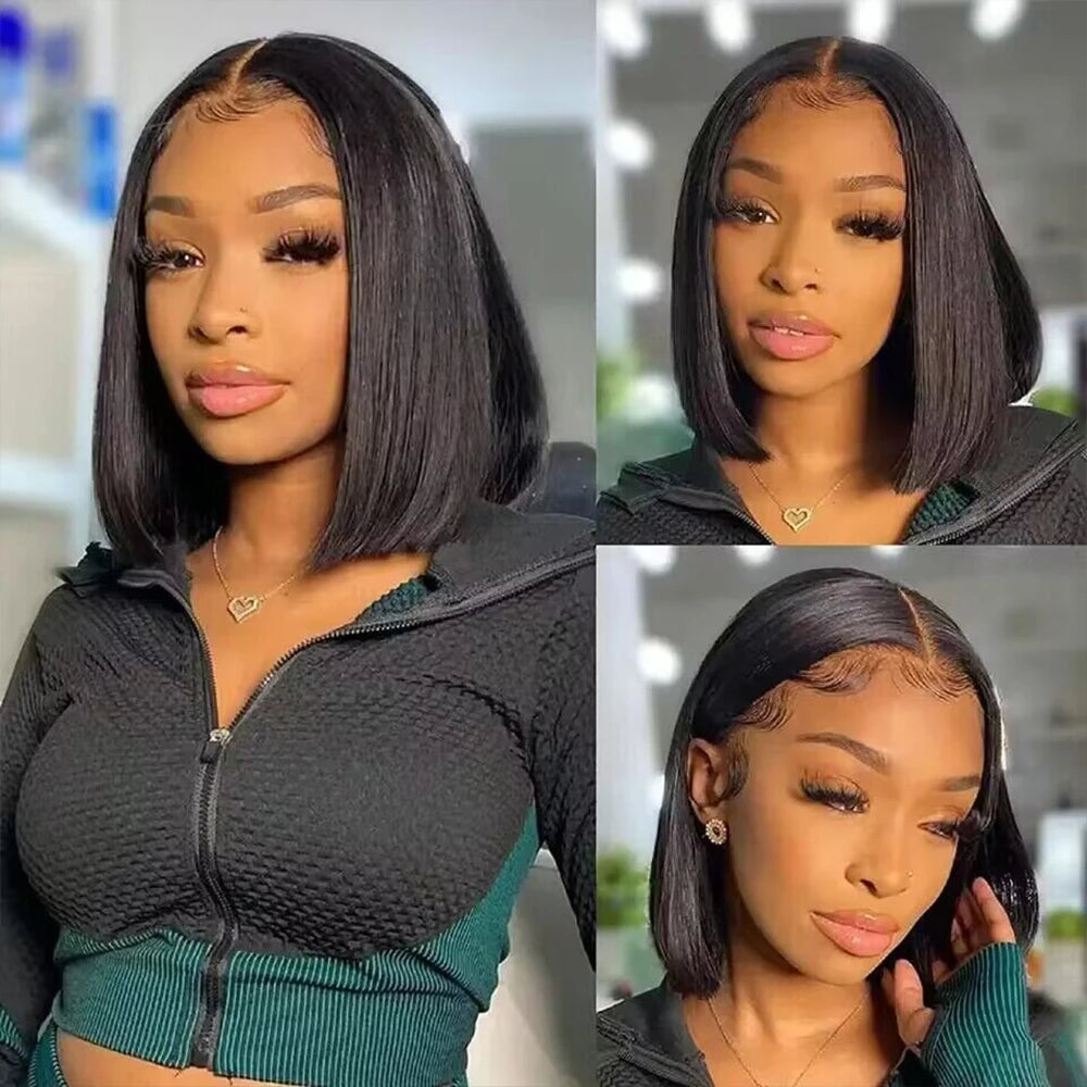 Bob Wig Human Hair – 13x4 HD Lace Front, Short Straight, 200% Density