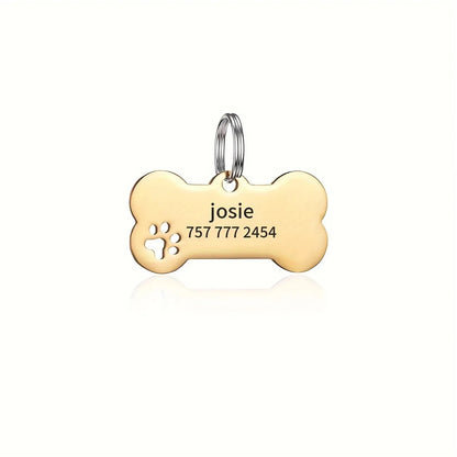 Personalized Engraved Pet ID Tag – Bone Shape for Dogs & Cats