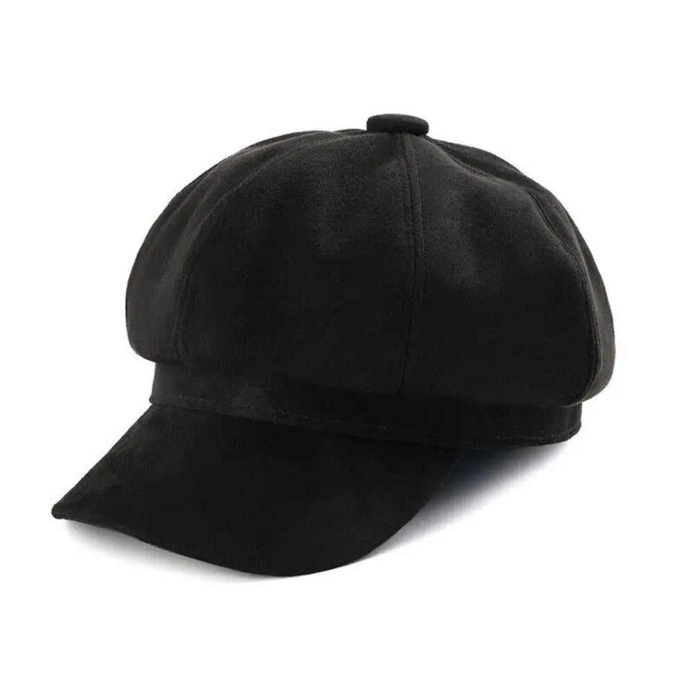 Suede Newsboy Baker Boy Cap – Unisex Casual Beret Hat