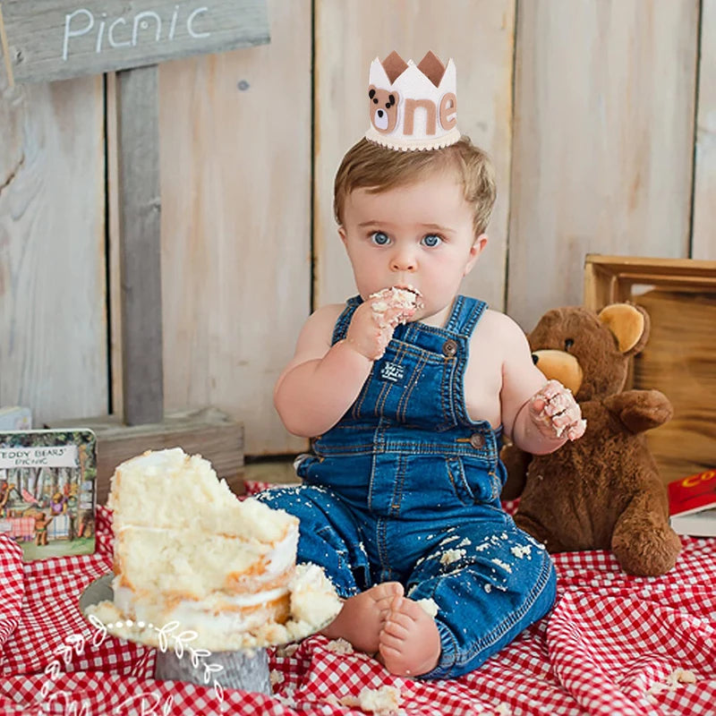 Baby's First Birthday Crown Hat – Little Bear "One" Party Hat