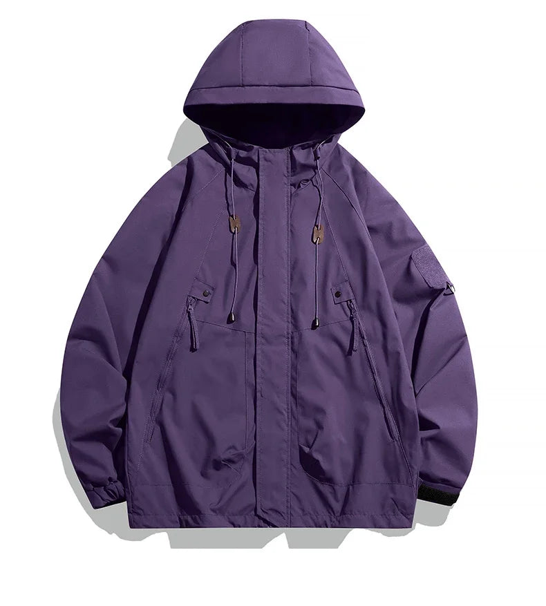 Men's Cargo Hooded Windbreaker Jacket – Waterproof Loose Fit