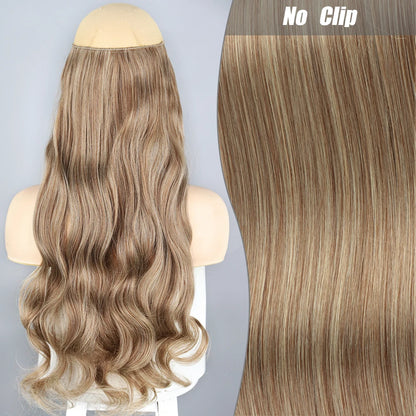 No Clips Natural Hair Extension Synthatic Artificial Long Straight Hairpiece Blonde Black Mixed