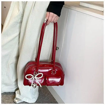 Korean Pearl Bow Shoulder Bag – Women's Pillow Handbag