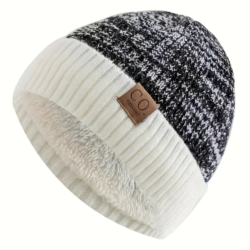 Fleece-Lined Knit Beanie Hat – Unisex Warm Winter Skull Cap