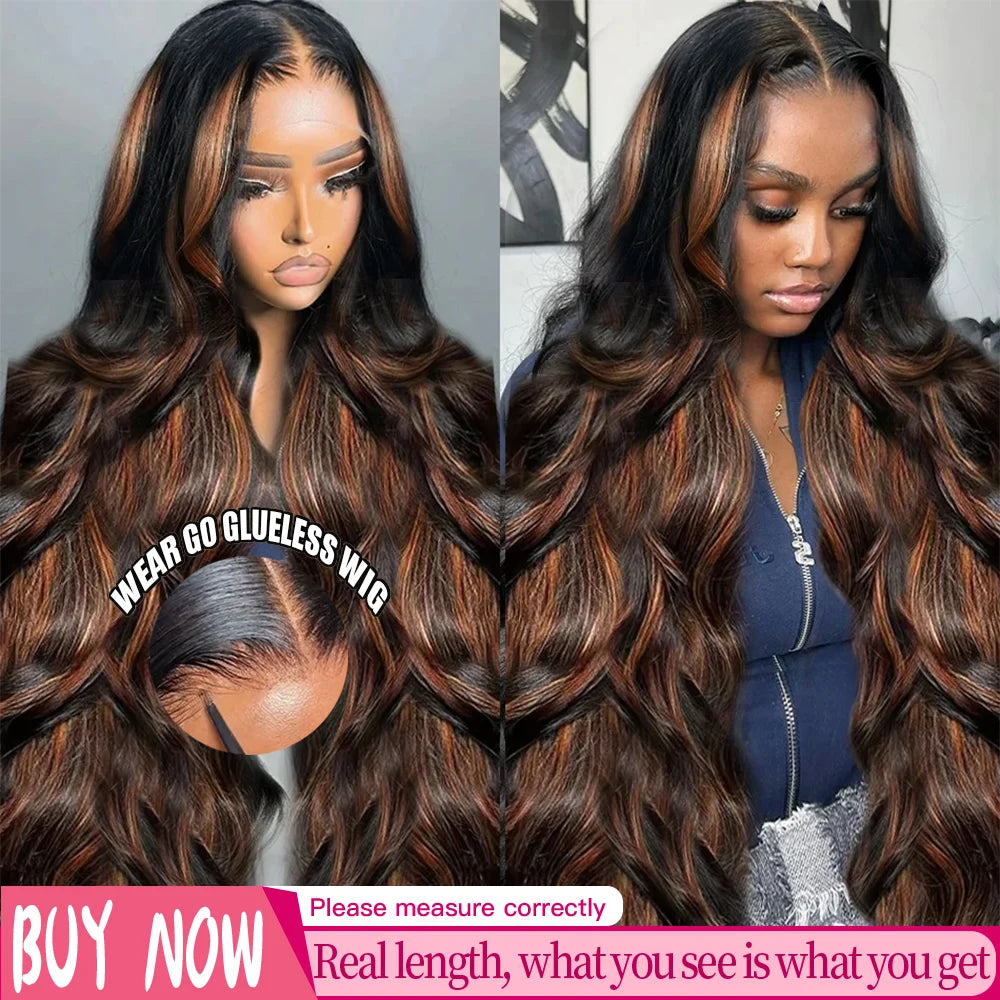 Ombre Highlight Body Wave Lace Front Wig - Human Hair