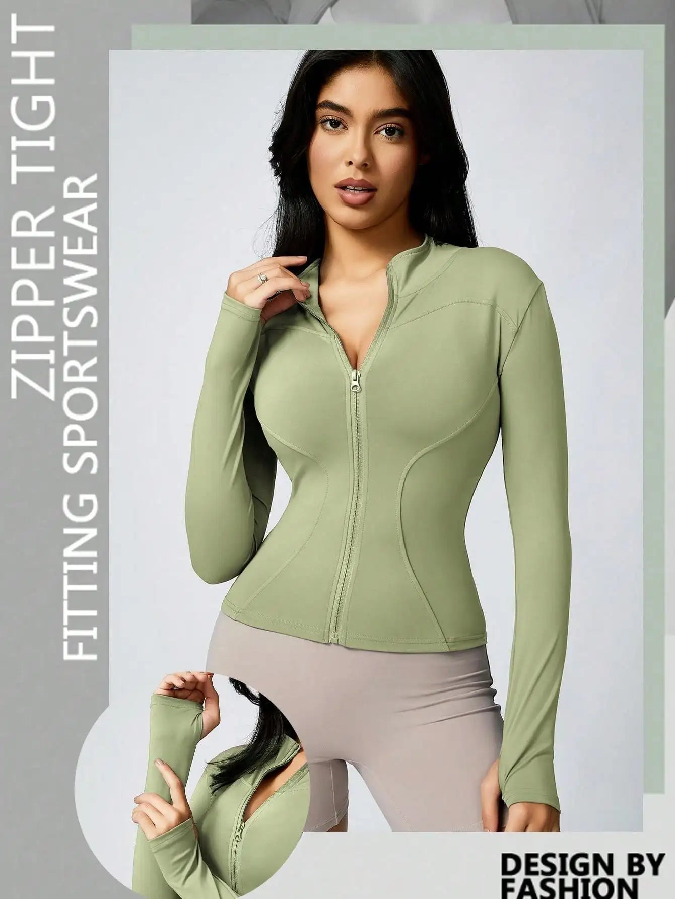 Women's Zip-Up Sports Jacket – Slim Fit Athletic Top
