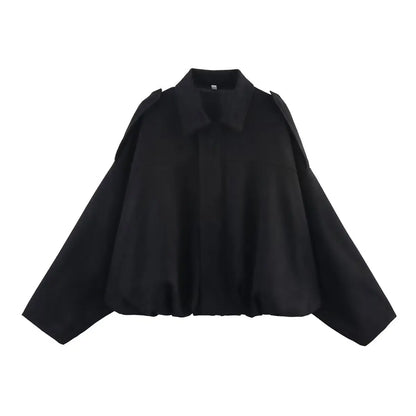 Women's Oversized Suede Bomber Jacket – Long Sleeve Zip-Up Coat