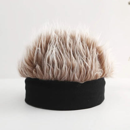 Wig Beanie Hat – Funny Faux Hair Knit Cap for Men & Women