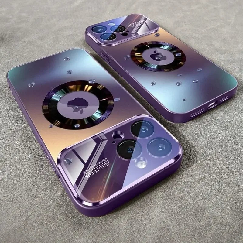 Luxury Glass Camera Magesafe Magnetic Wireless Charge Case Iphone 11 12 13 14 15 16 17 Pro Max Air