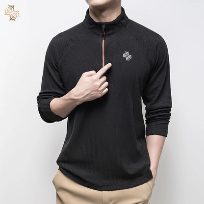 Quarter-Zip Long Sleeve Polo Shirt – Men's Breathable Sportswear