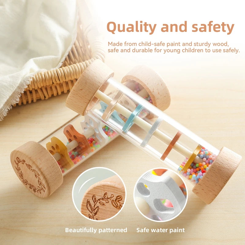 Montessori Baby Rain Stick Sensory Rattle Toy