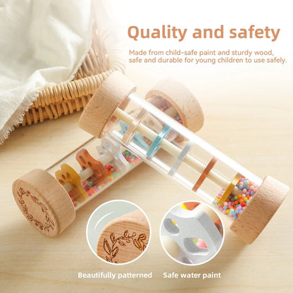 Montessori Baby Rain Stick Sensory Rattle Toy