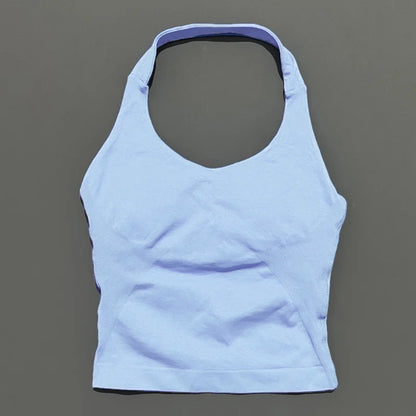 Seamless Halter Longline Sports Tank Top for Women – Gym Yoga Workout