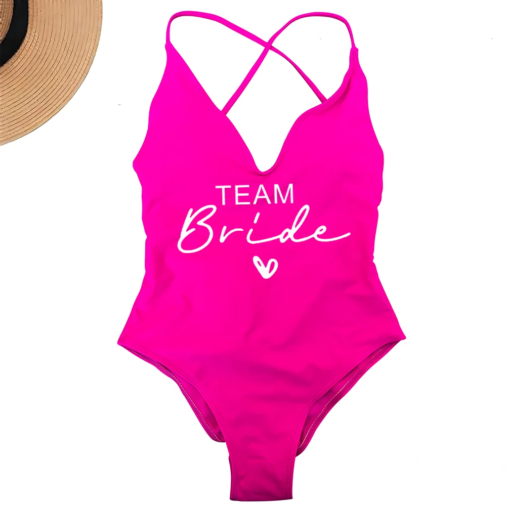 Team Bride One-Piece Swimsuit – Padded Bachelorette Bathing Suit