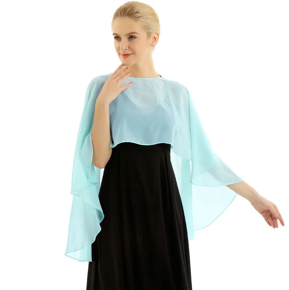 Chiffon Bridal Cape Wrap for Women