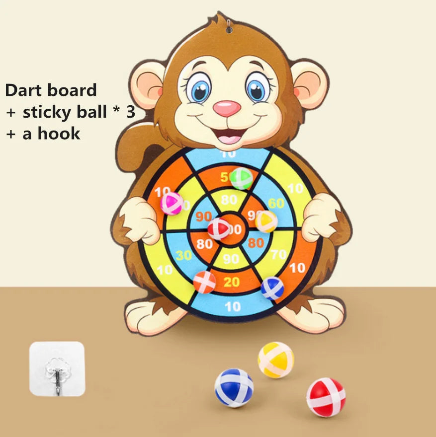 Kids Cartoon Animal Dart Board with Sticky Balls – Safe Indoor Toy