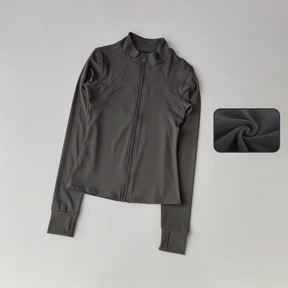 Women's Full-Zip Yoga Sports Jacket – Standing Collar Running Top
