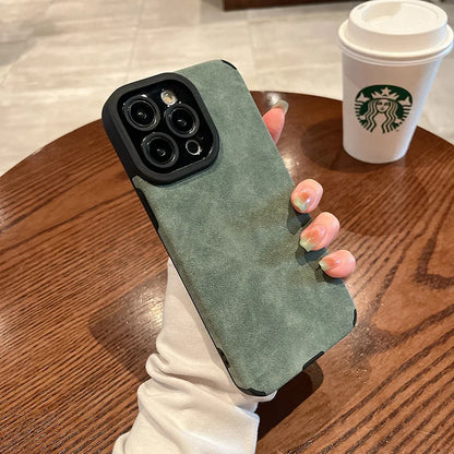 Matte Leather Silicone Case Iphone 14 Plus 12 13 Mini 11 16 15 Pro Max 17 Promax Lens Protection
