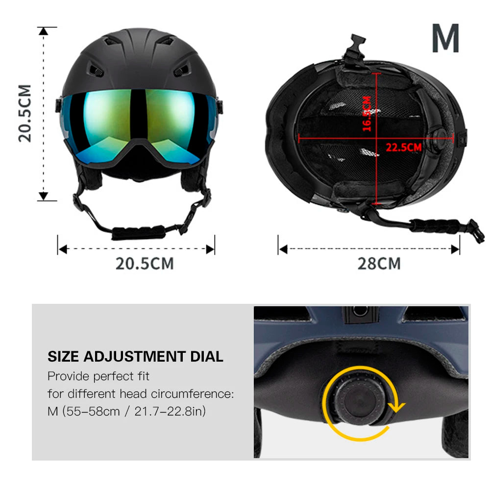Ski Helmet with Integrated Visor Goggles – Unisex Snowboard Helmet