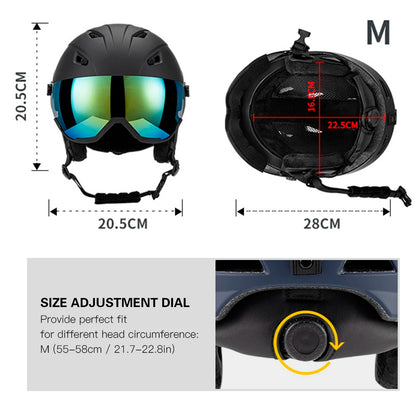 Ski Helmet with Integrated Visor Goggles – Unisex Snowboard Helmet