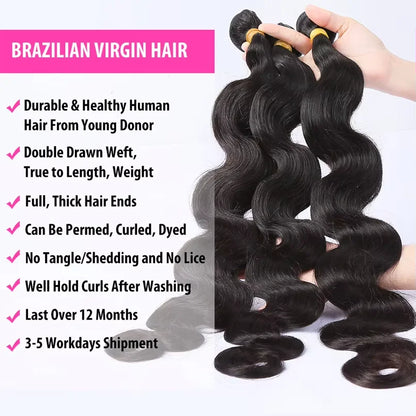 Peruvian Human Hair Bundles Body Wave 26 28 30 Inch Virgin 3 4 Women Sew Quick Weave Raw Extensions