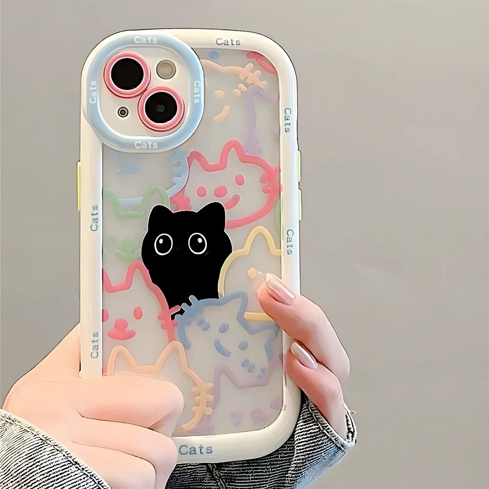 Cut Cat Aninal Phone Case Iphone 15 Funda 16 17 Pro Max 11 13 14 12 7 8 Plus Se 2020 Air 17promax