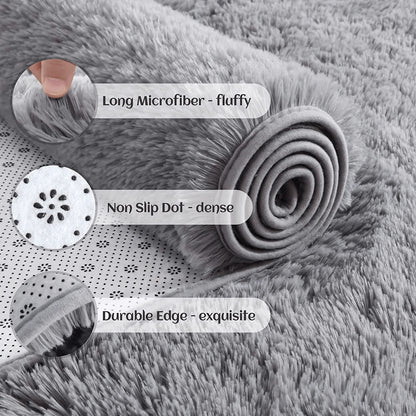 Fluffy Shaggy Area Rug – Soft Tie-Dye Plush Carpet for Bedroom & Living Room