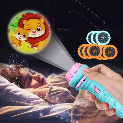 Kids Projector Flashlight – 10 Cards, 80 Patterns, Night Light