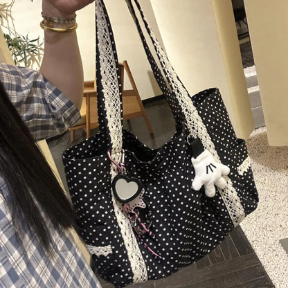 Canvas Tote Bag – Women's Korean Vintage Lace Shoulder Handbag