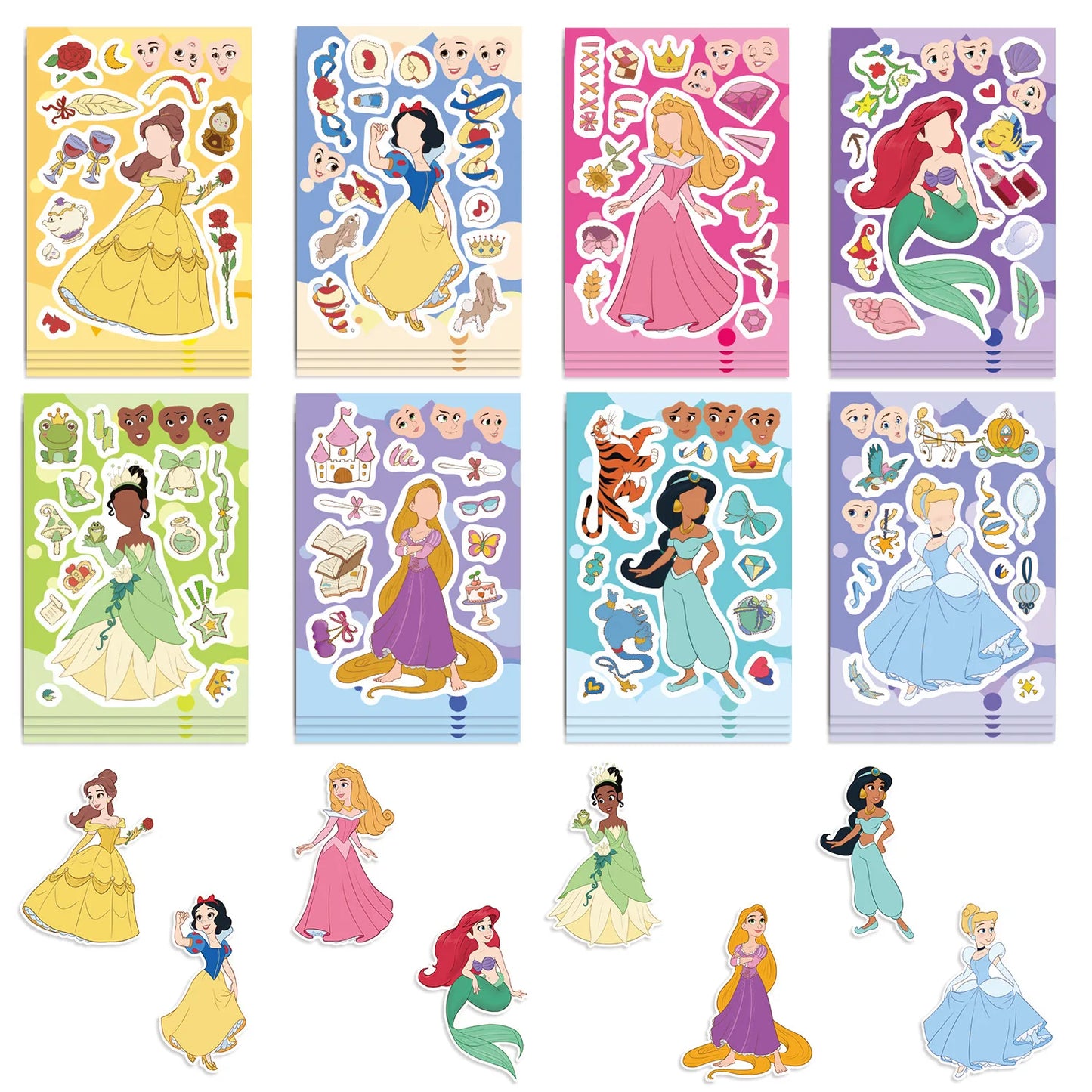 Disney Princess Make-a-Face DIY Sticker Sheets – 8, 16 or 24 Pack