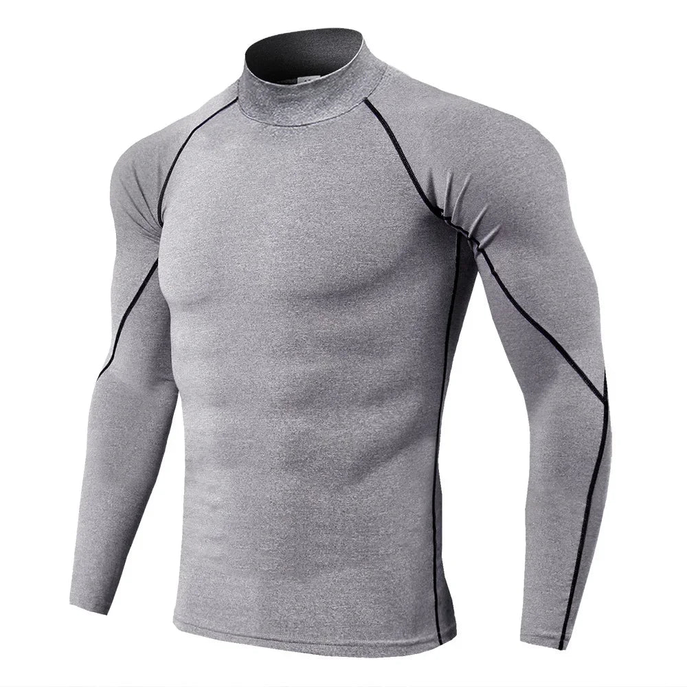 Men's Compression Shirt Long Sleeve Quick-Dry Gym Running Workout Top